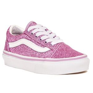 Kids Old Skool Glitter Vans in Lilac